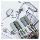 Bruynzeel ecoline brush pen set schaduw, 5 kleuren