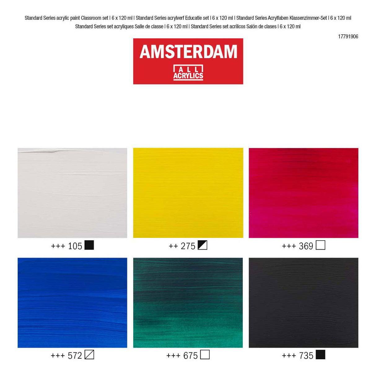 Bruynzeel amsterdam standard series acrylverf educatie set 120ml, 6dlg.