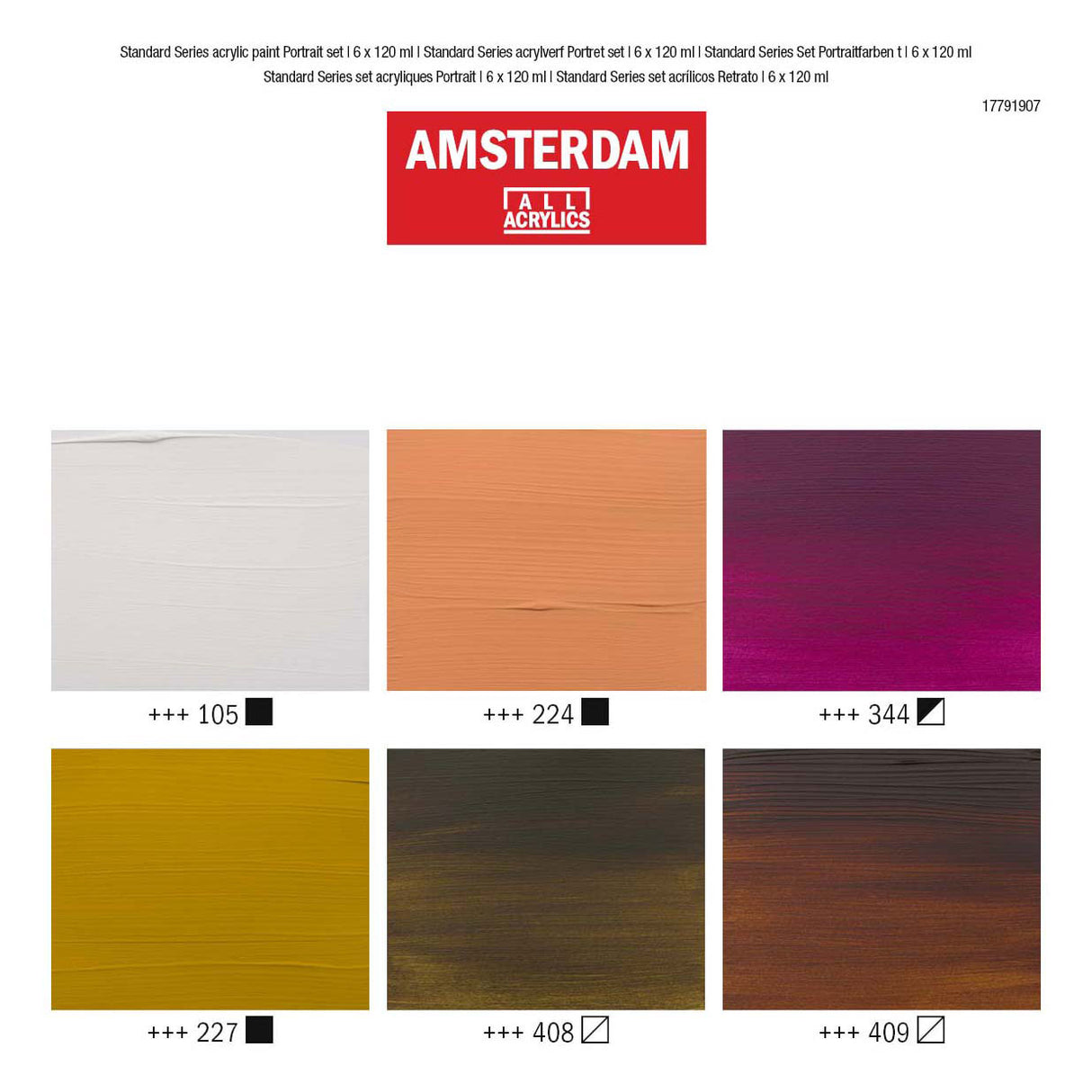 Bruynzeel amsterdam standard series acrylverf portret set 120ml, 6dlg.