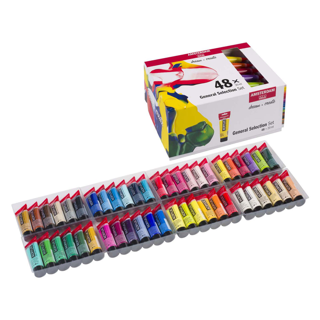 Bruynzeel amsterdam standardserie akrylfärg allmänt urval set 20ml, 48st.