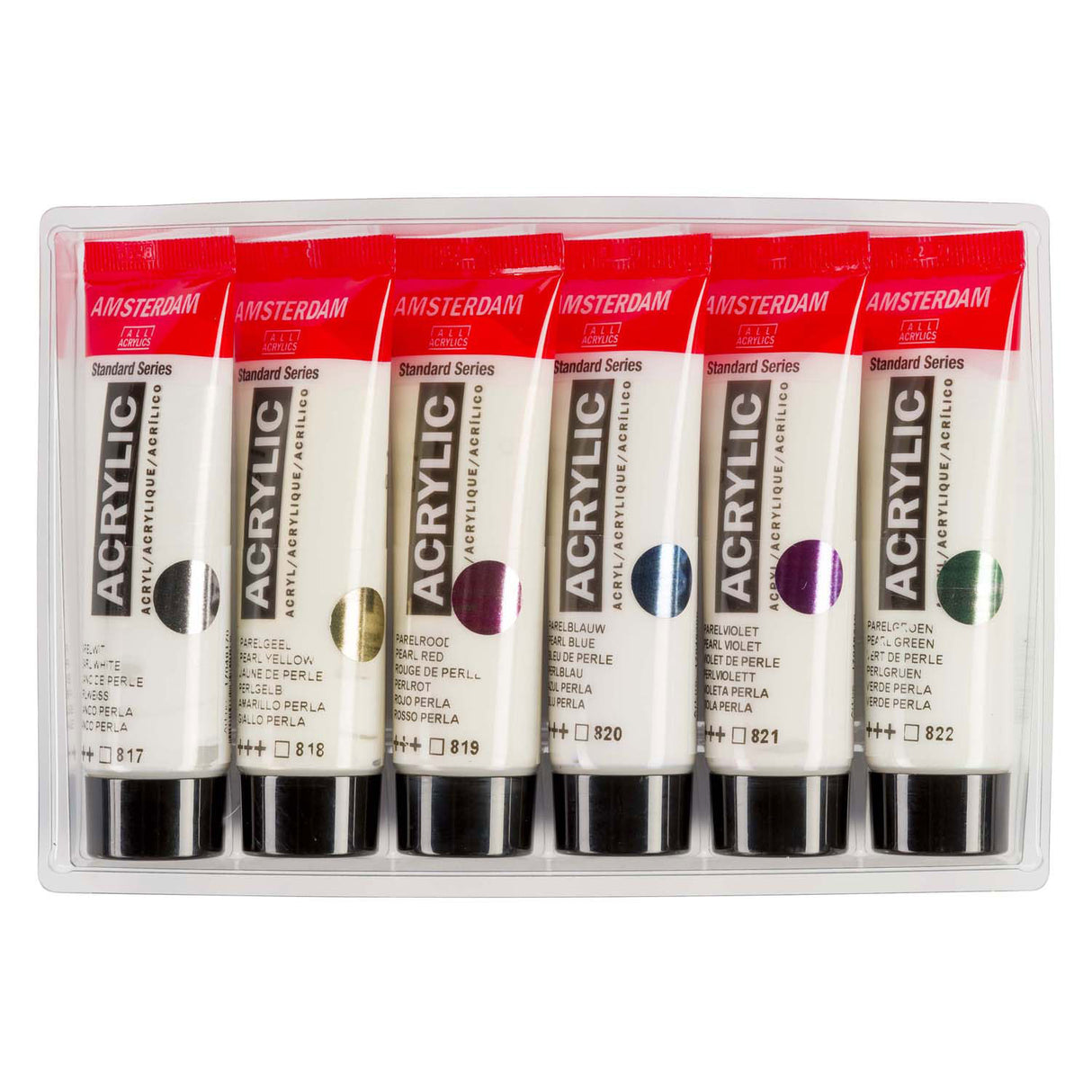 Bruynzeel Amsterdam Standard Serie Acrylfaarf Pärelmutter Set 20ml, 6 Stéck.