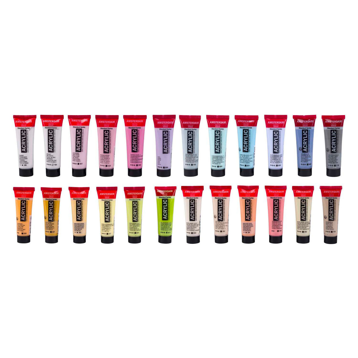 Bruynzeel Amsterdam standard serie akrylmaling myke farger sett 20ml, 24 stk.