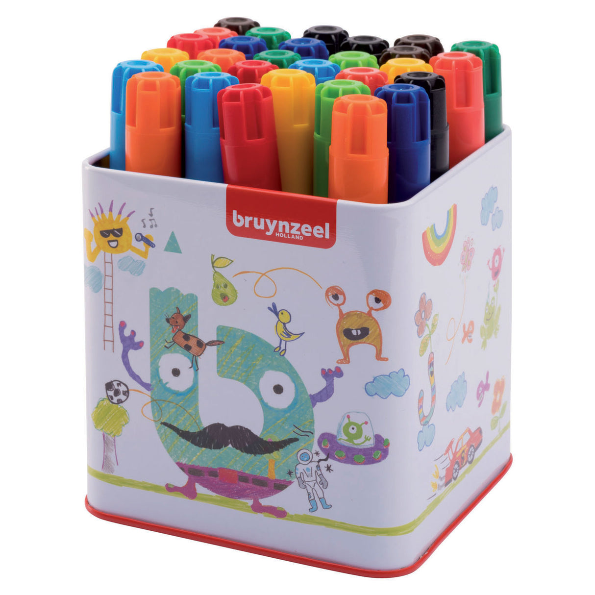 Bruynzeel Thick Felt-Tip Pens in Tube, 30 pcs.