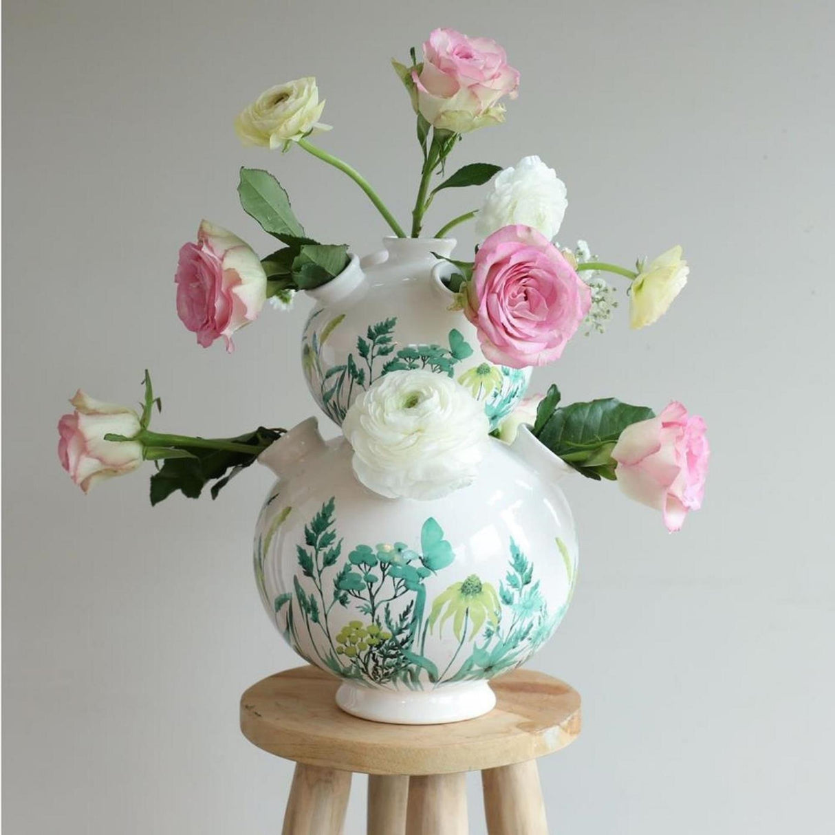 Ideas 4 seasons tulpen vaas met print klein ø13cm groen