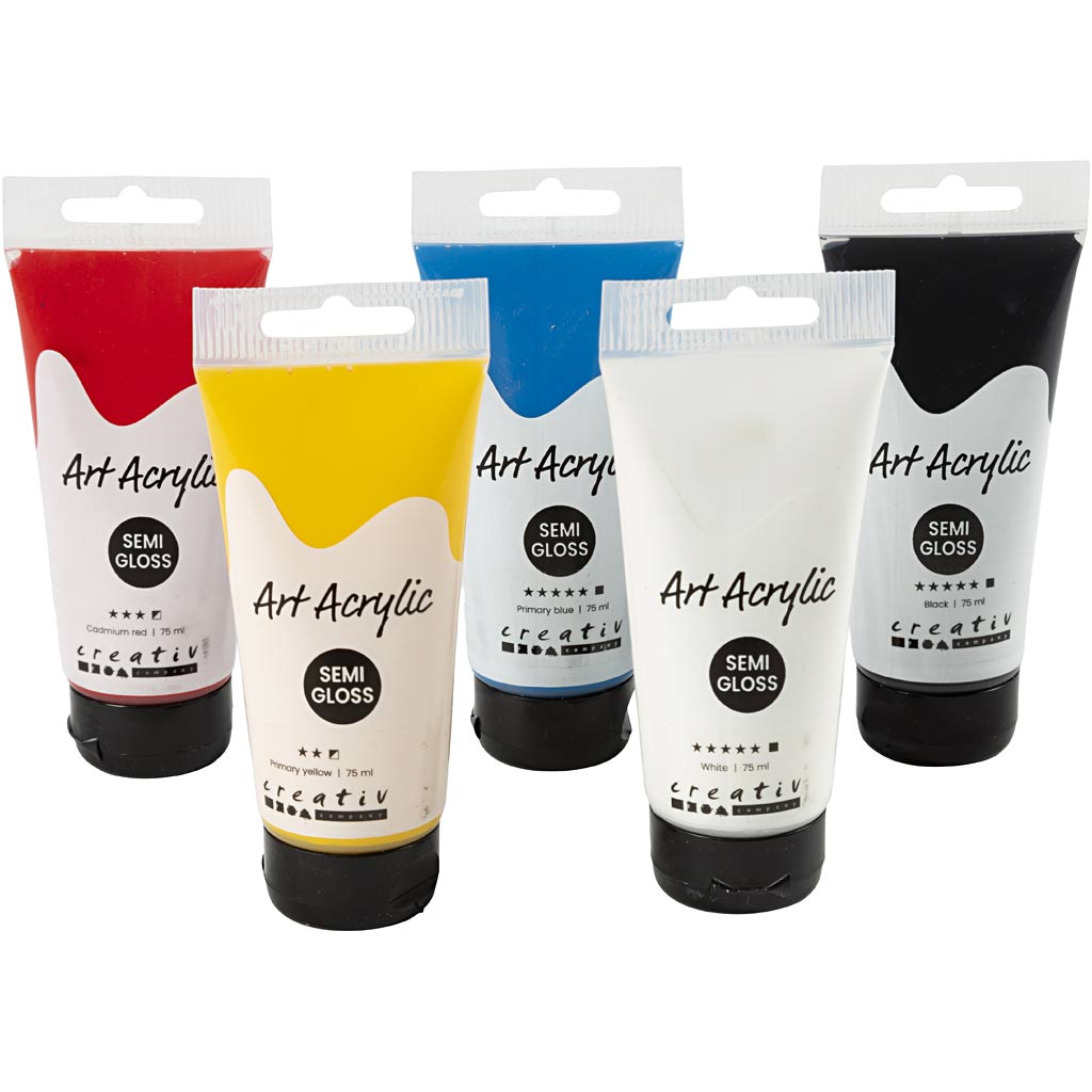 Creativ Company Pigment Art Acryl Paint Osnovne barve, 5x75ml