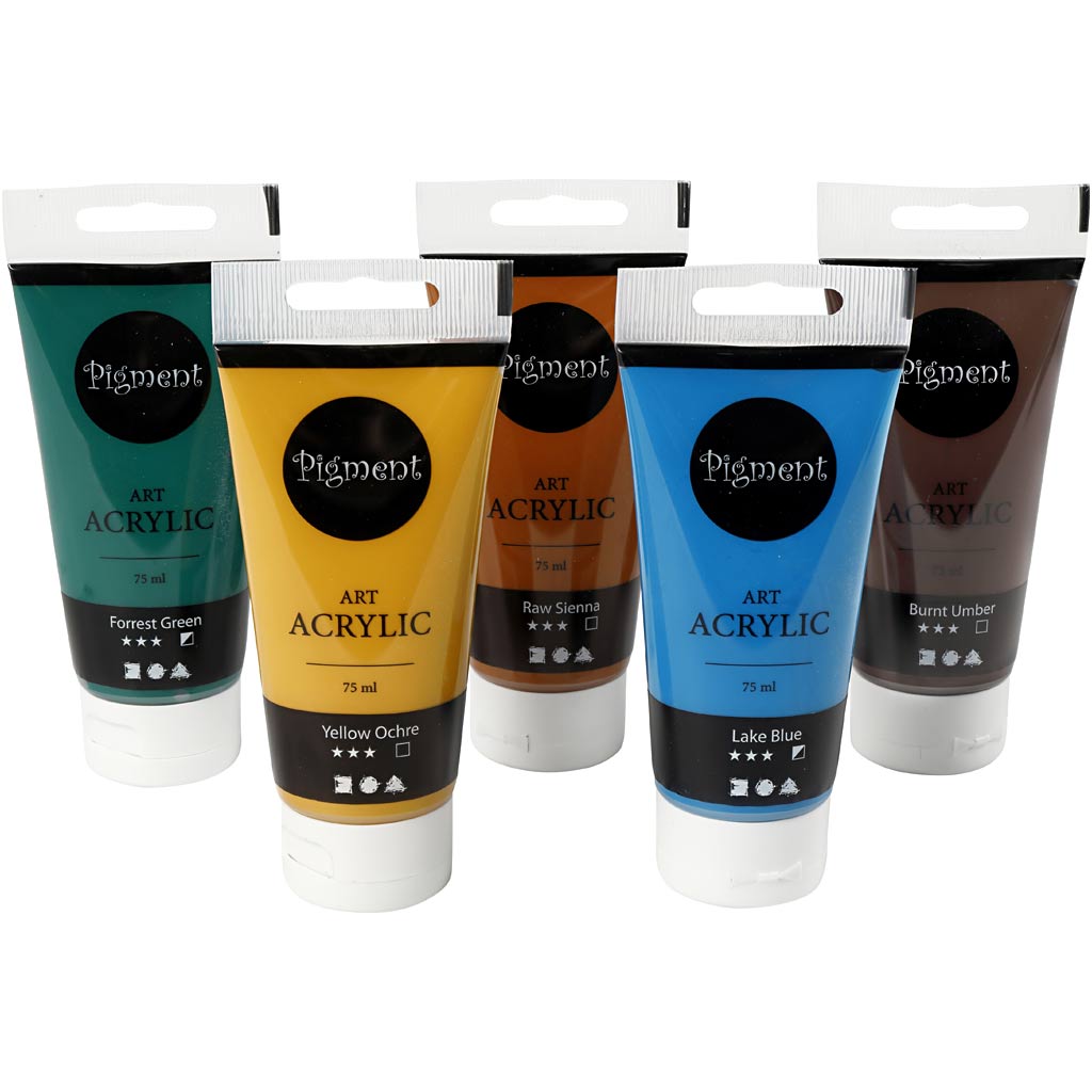 Creativ Company Pigment Art Acrylic paint Natural colors, 5x75ml