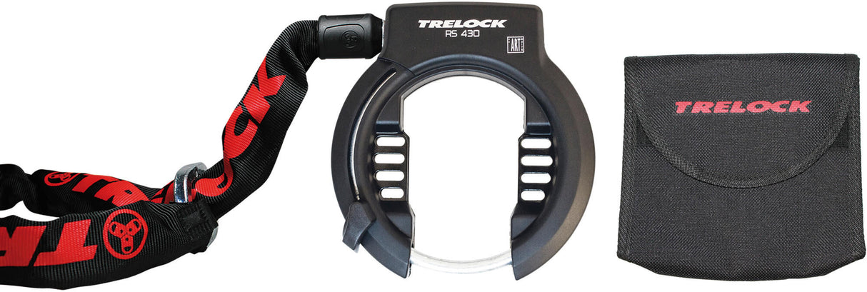 Trelock Ringslot Set Rs 430 vrátane reťazca ZR 355 Inpeste (100 cm) - čierna červená