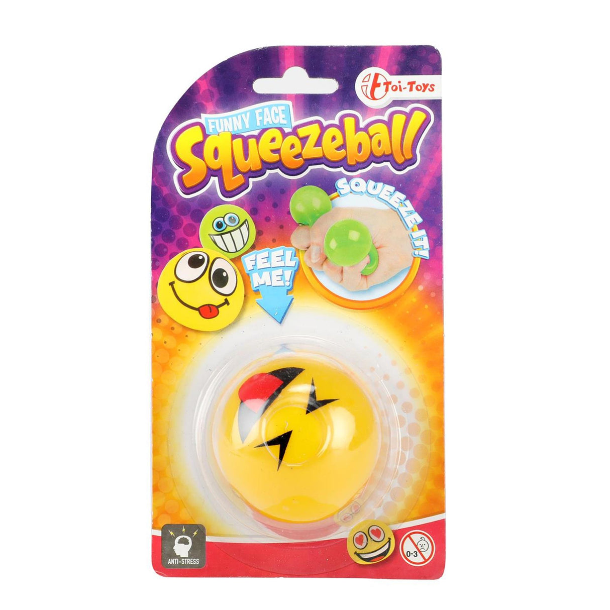 Toi-legetøj squeeze ball smiley ansigt