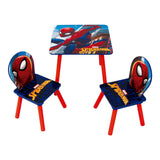 Wooden table set with two Spiderman chairs