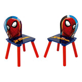 Wooden table set with two Spiderman chairs