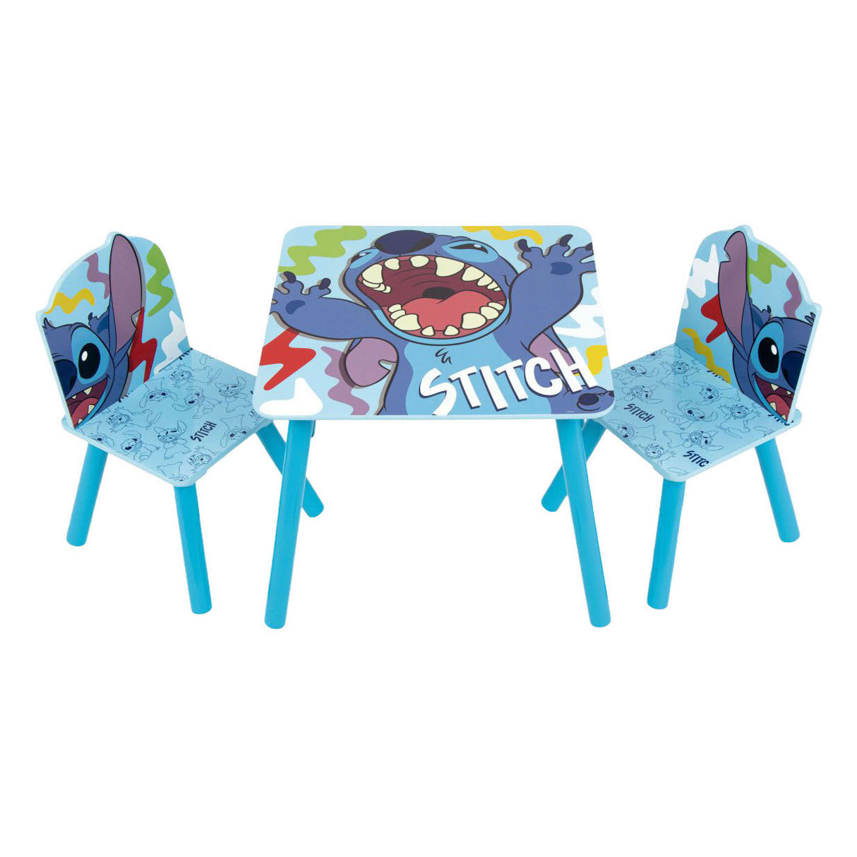 Set wooden table with two chairs stitch