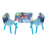 Set wooden table with two chairs stitch