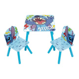Set wooden table with two chairs stitch
