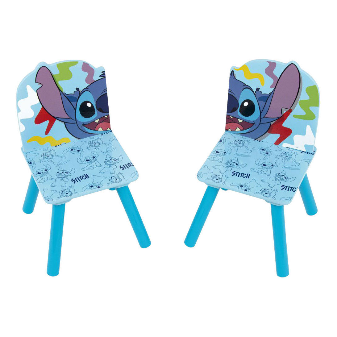 Set wooden table with two chairs stitch