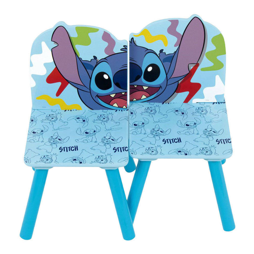 Set wooden table with two chairs stitch