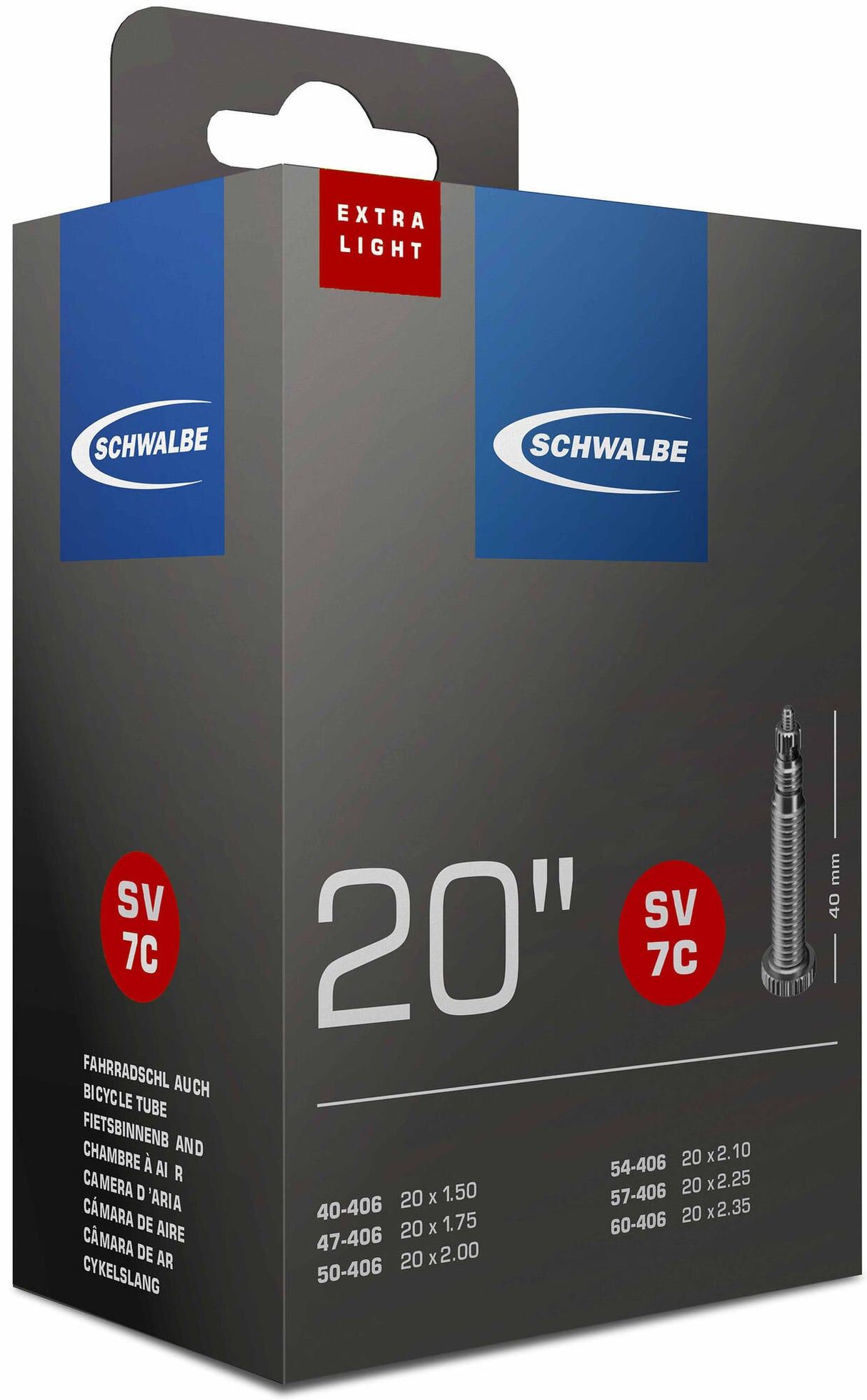 Schwalbe inner tube FV SV7C 20 X-Light 40 60-406