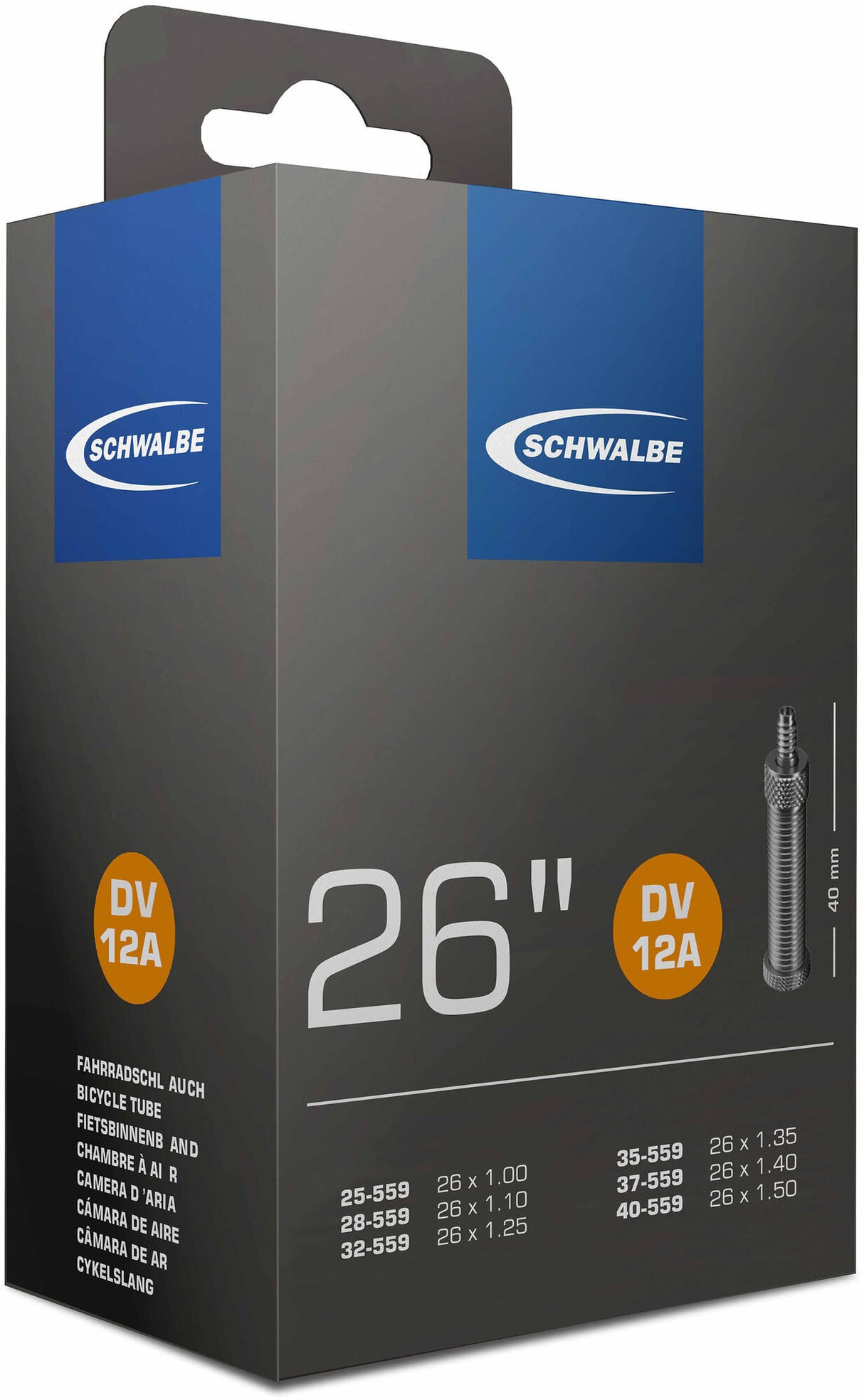 Schwalbe vnitřní trubice DV12A 26 palců 25 40-559 DV 40 mm