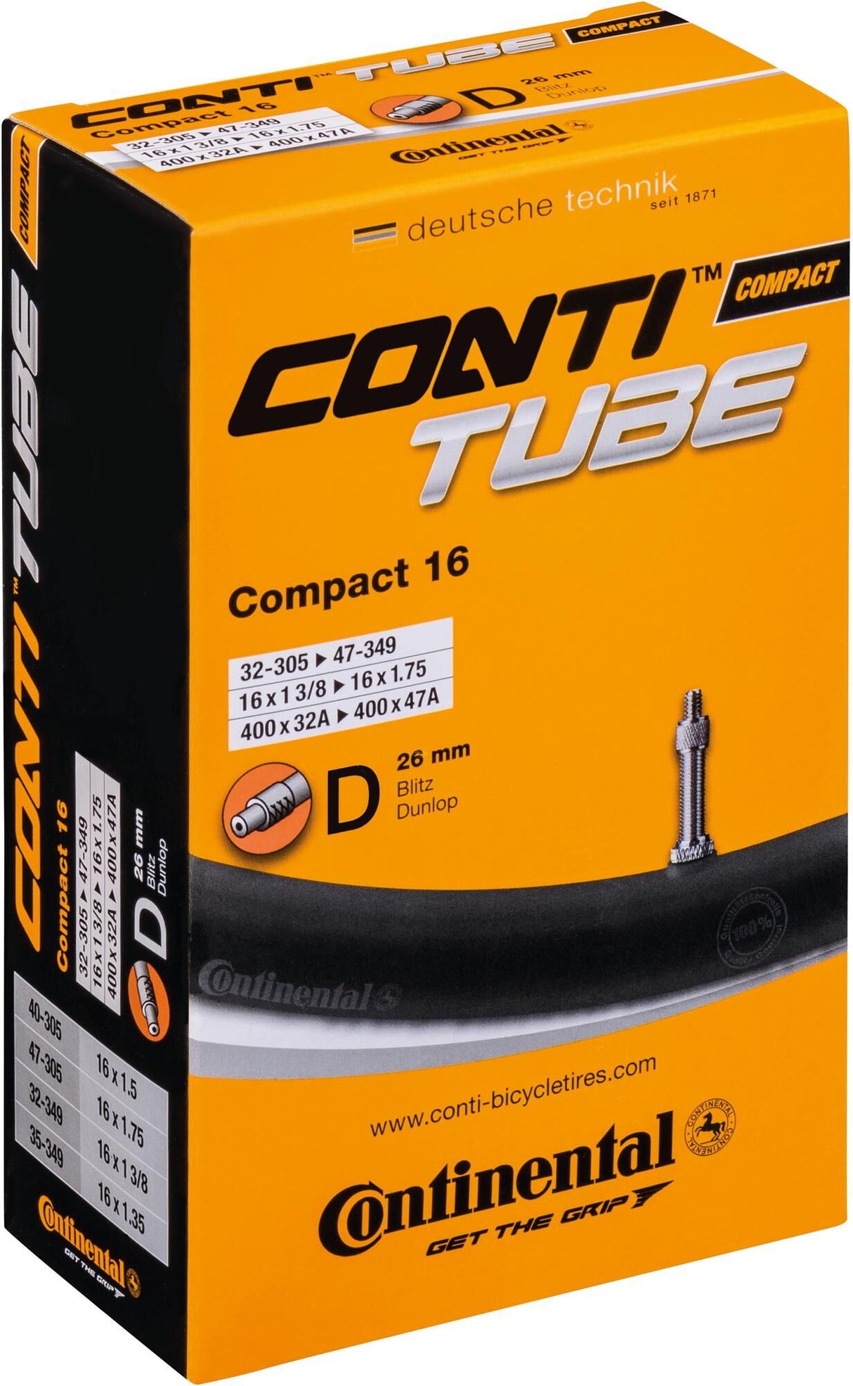 Kontinentale bannenzegen Tube DV3 kompakt 16 Zoll 32-305 349 DV 26 mm