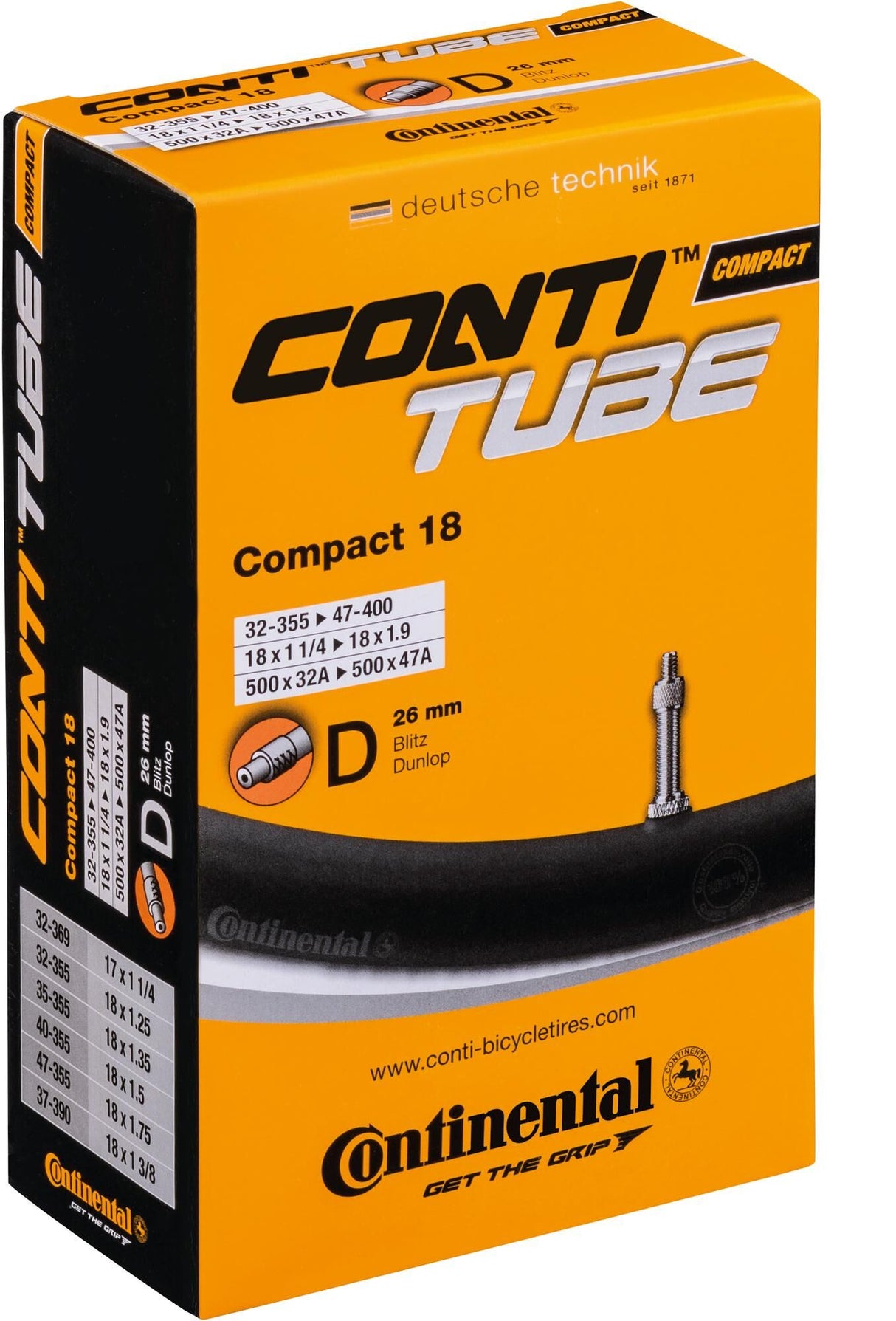 Continental Inner Tube Compact 18 32 47-355 400 HV 26mm