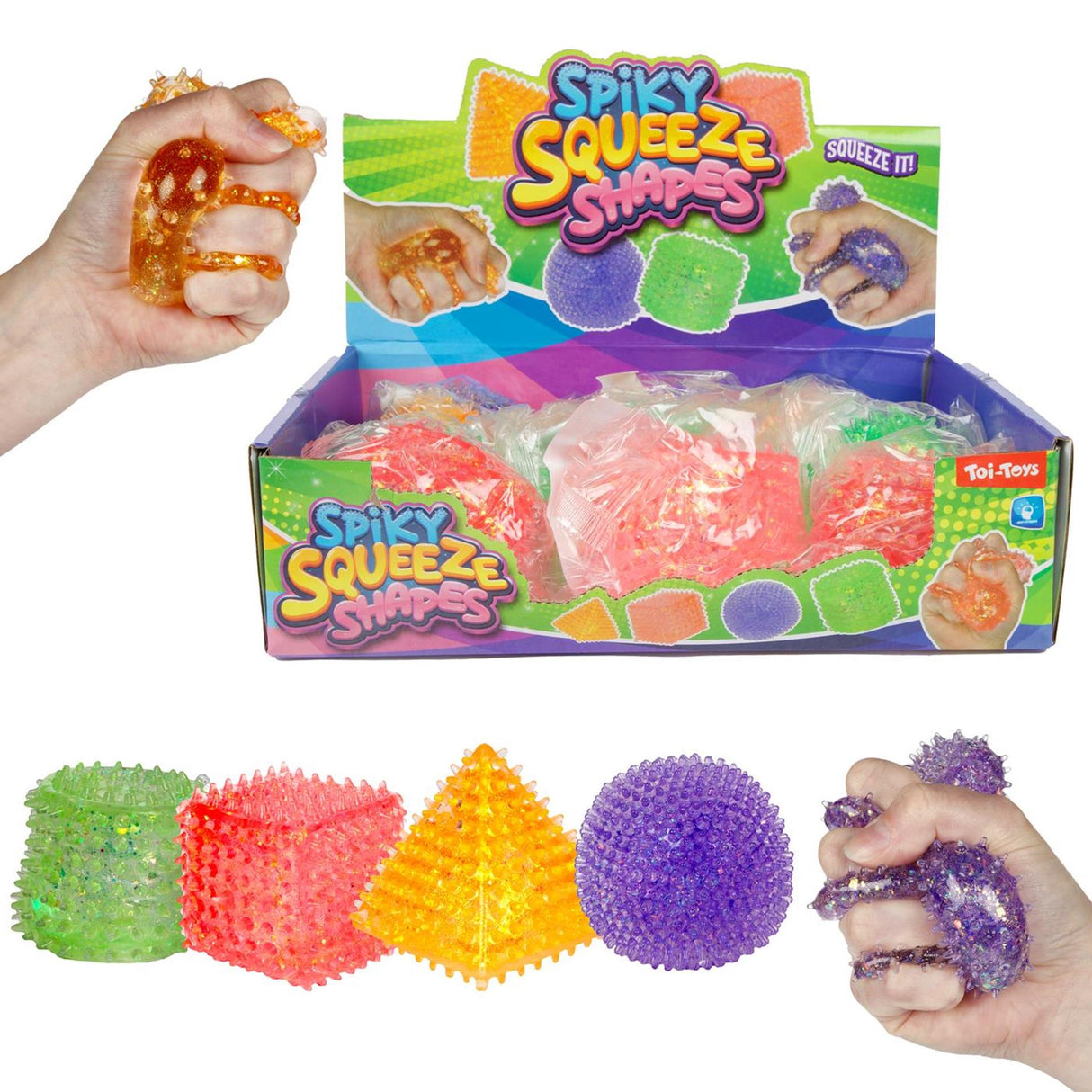 Toi-toys fun textured squeeze ball geometric, 5cm