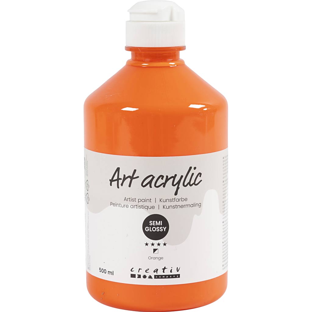 Creativ company acryl verf, semi-glanzend, semi-transparant, oranje, 500 ml 1 fles