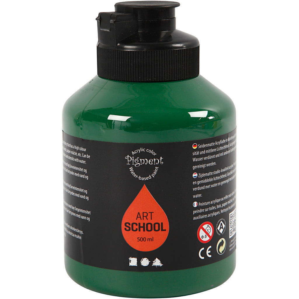 Creativ company acryl verf, semi-glanzend, semi-transparant, donkergroen, 500 ml 1 fles