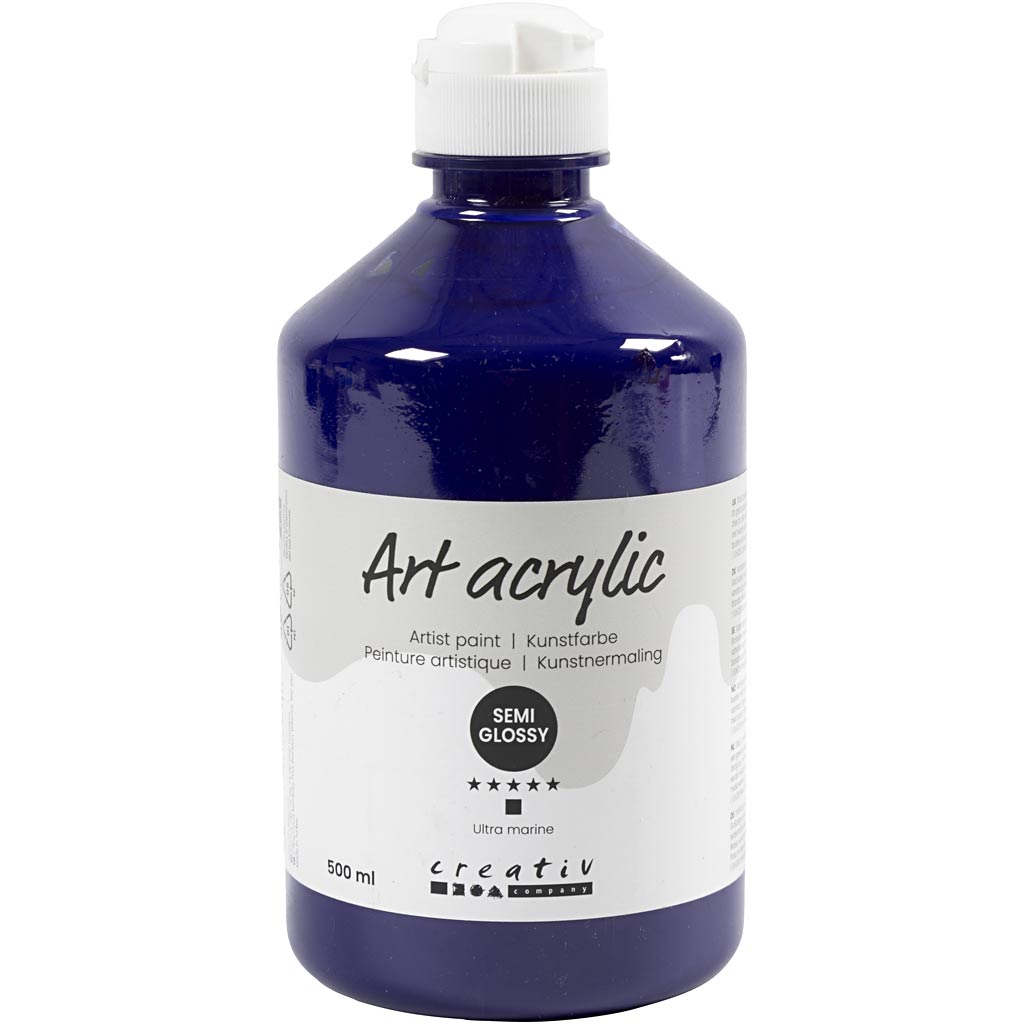 Creativ company acryl verf, semi-glanzend, dekkend, ultra marine, 500 ml 1 fles