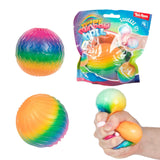 Toi-toys fun textured squeeze ball rainbow ribbed foam, 7cm
