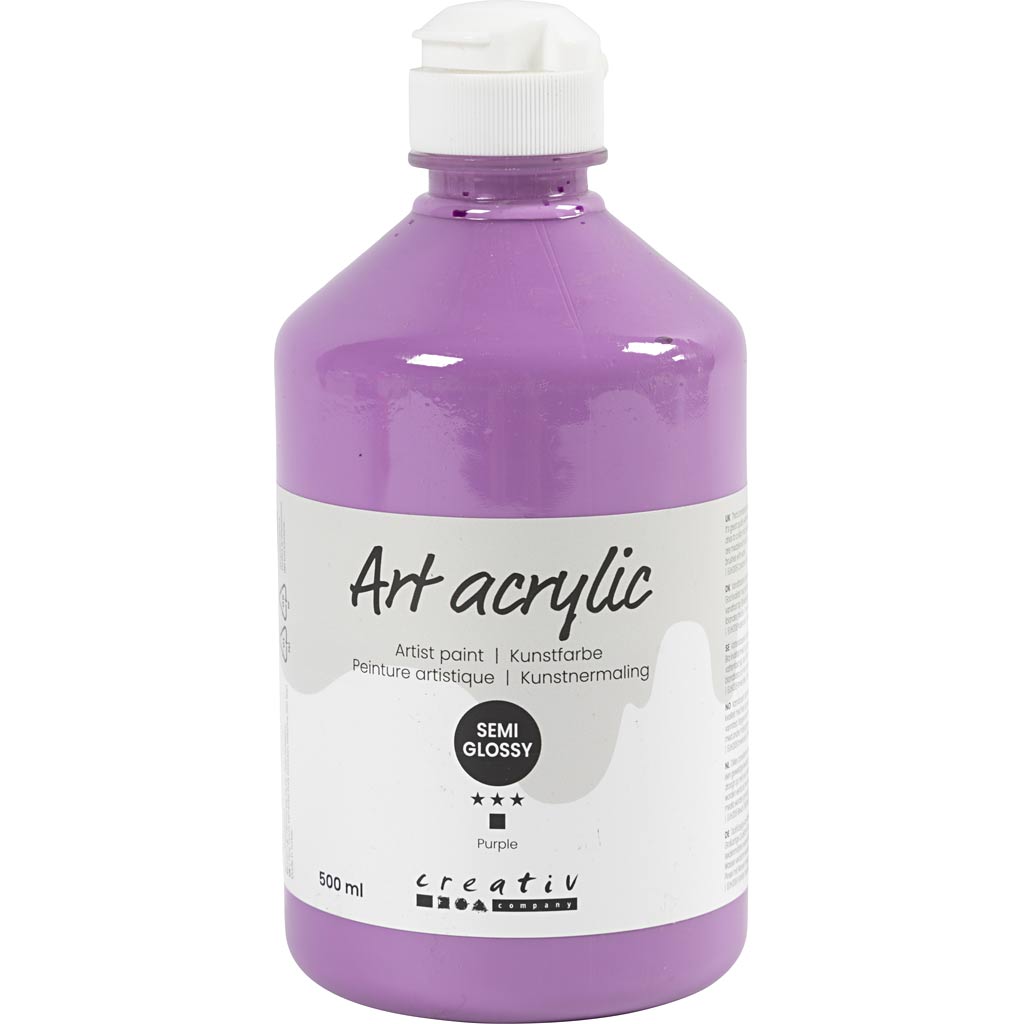 Creativ company acryl verf, semi-glanzend, dekkend, paars, 500 ml 1 fles
