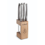 Lou Laguiole Lou Laguiole Kneak Knives 6 piezas + bloque de madera