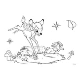 Bambi coloring pages with stencil and sticker sheet
