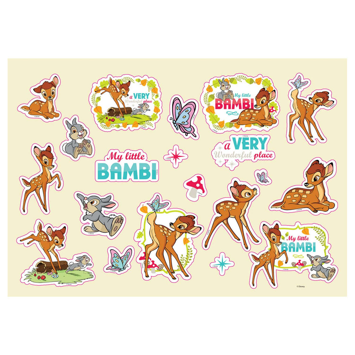 Bambi Faarwen Säiten mat Szenen a Stickerblat