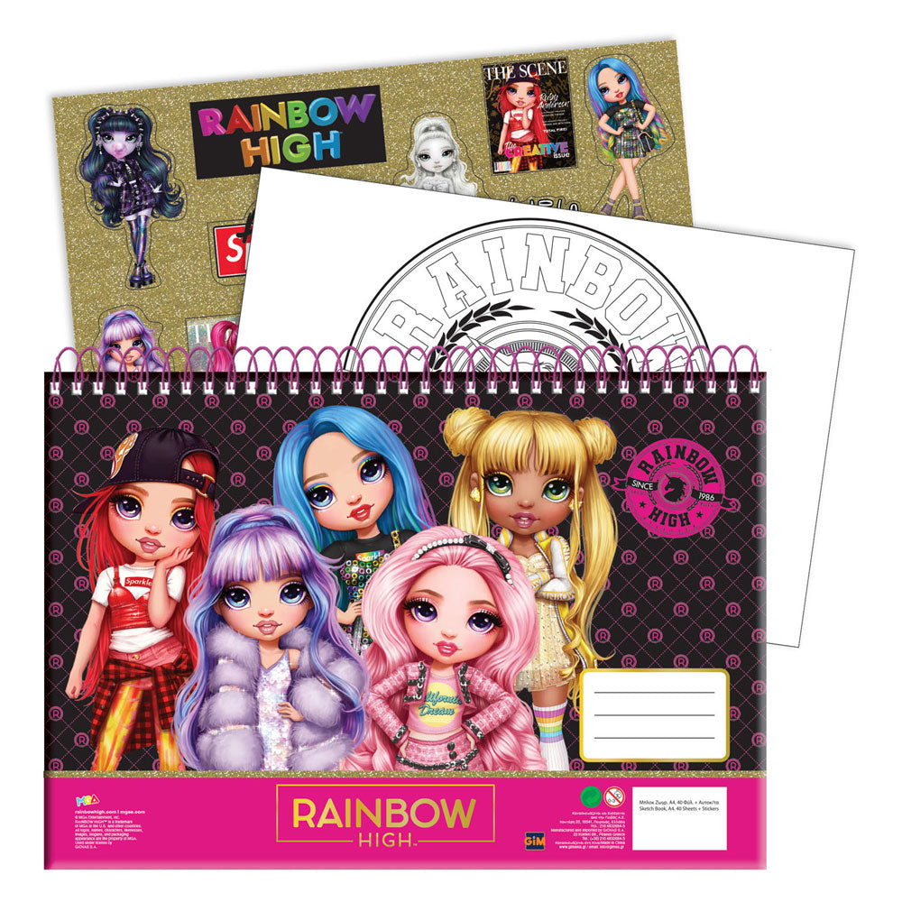 Rainbow High Desenho Bloco Rainbow High A4, 40 folhas