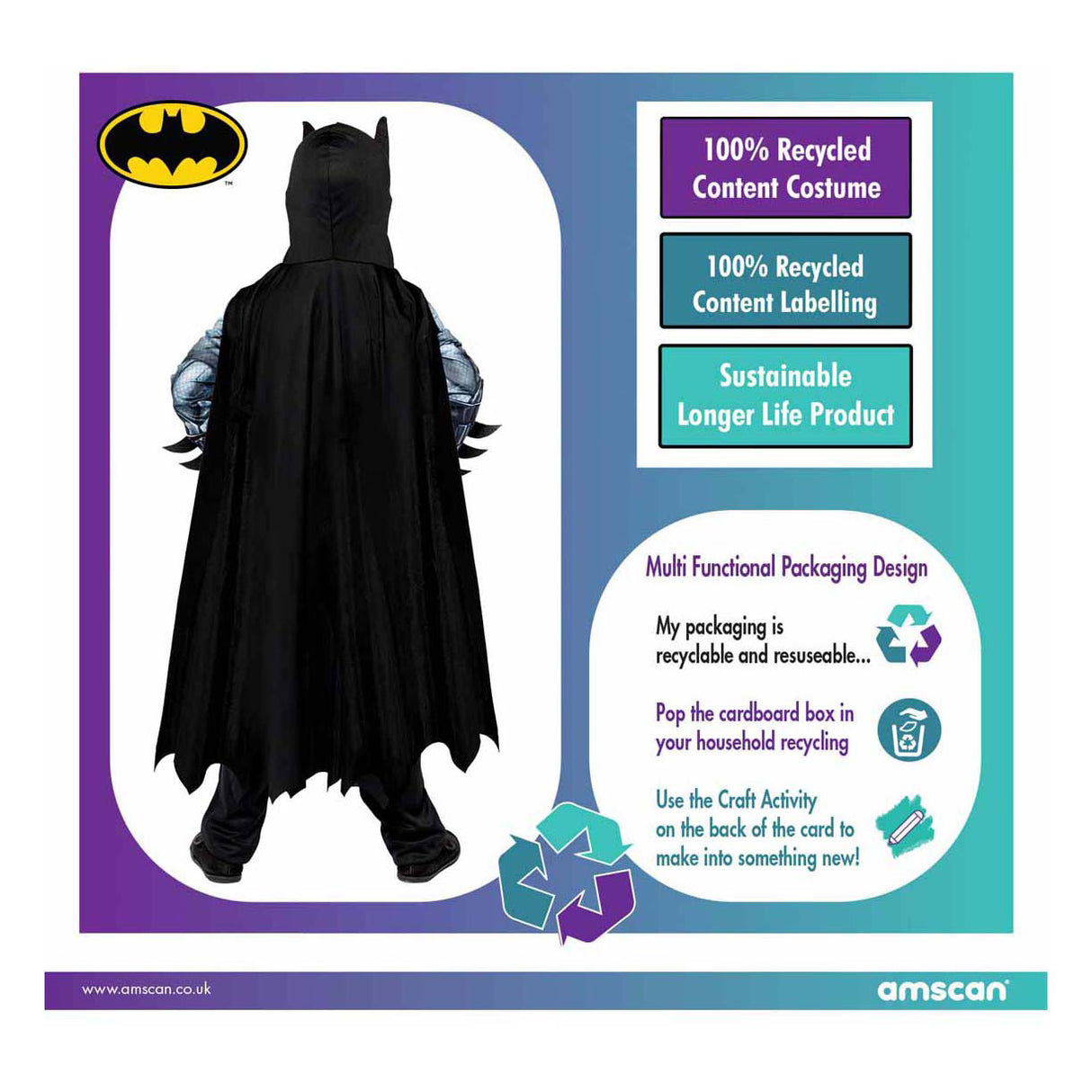 Kestävä lasten puku Batman - 8-10 vuotta