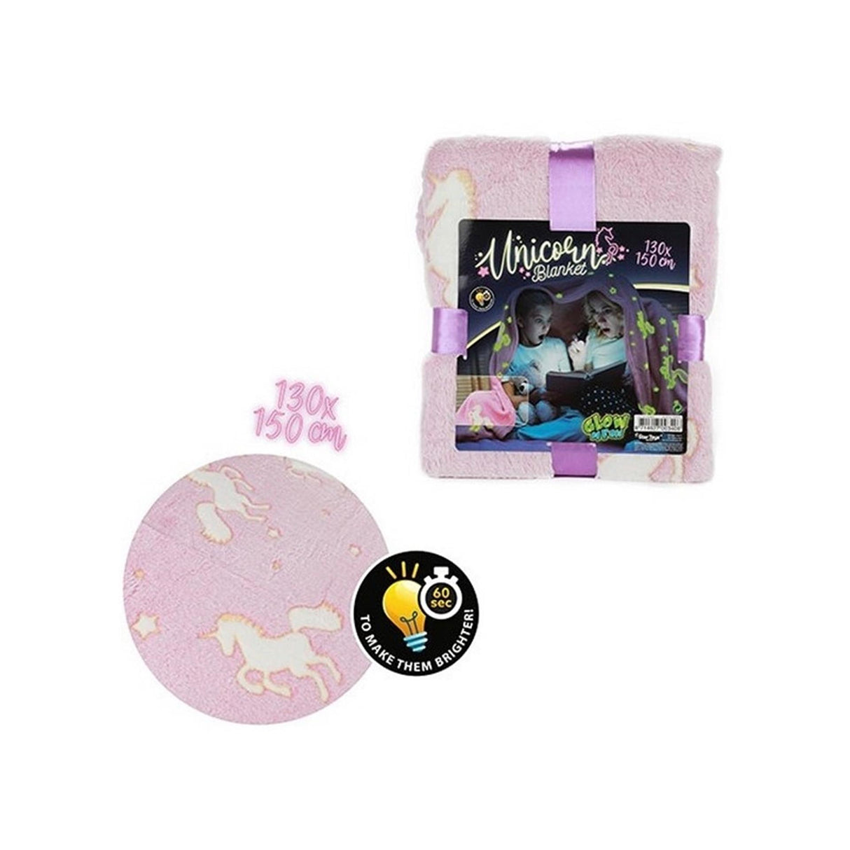 Glow bréagáin-bréagáin n glow spraoi sa bhratéad dorcha aonbheannaigh, 130x150cm