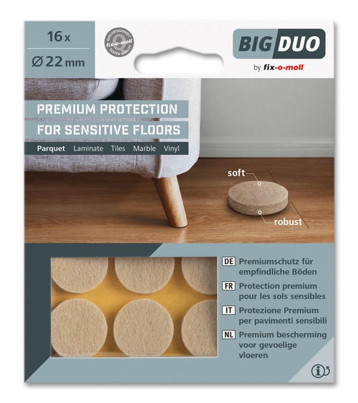 Fix-o-moll viltglijder ø22mm beige