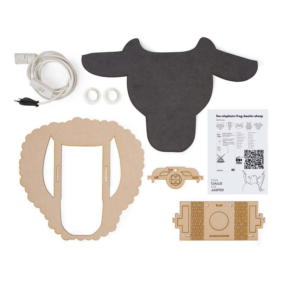 Van tjalle en jasper - schaap wandlamp - hout