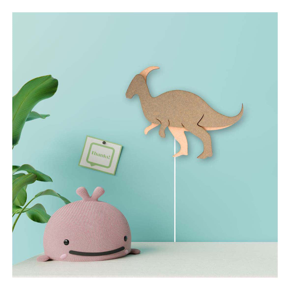 Van tjalle en jasper - dino wandlamp parasaurolopus - hout