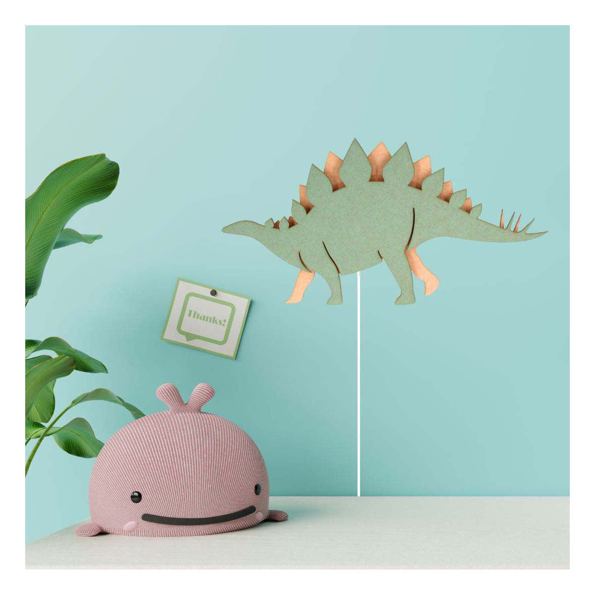 Van tjalle en jasper - dino wandlamp stegosaurus - hout