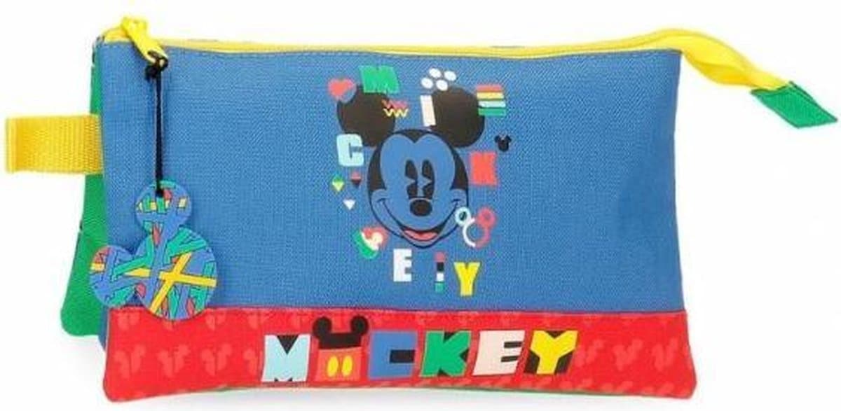 Jim jam pencil case mickey mouse pen case 3 compartments 2 zippers