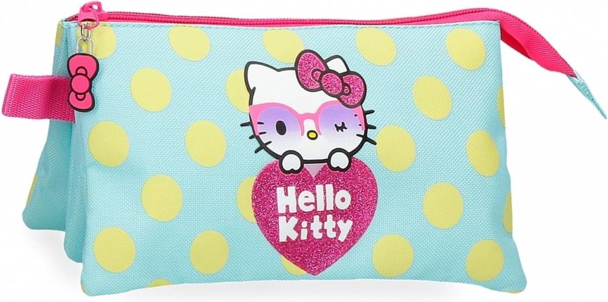 Jim Jam Pencil Case Hello Kitty Pencil Case 3 Compartments with 2 Zipper