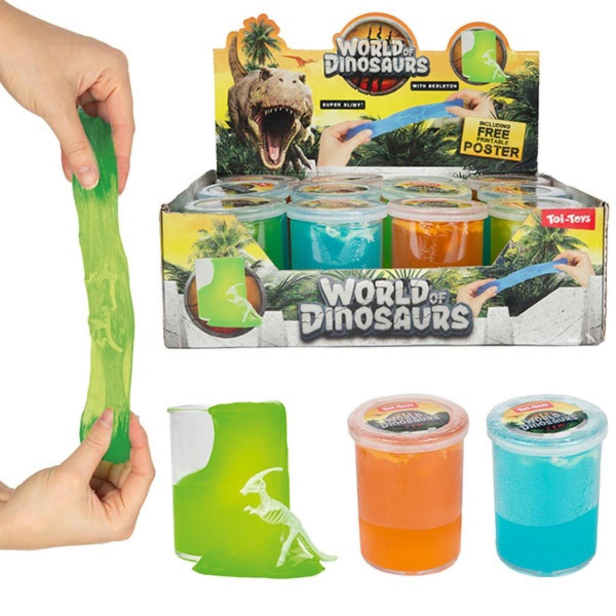 World of dinosaurs putty with skeleton