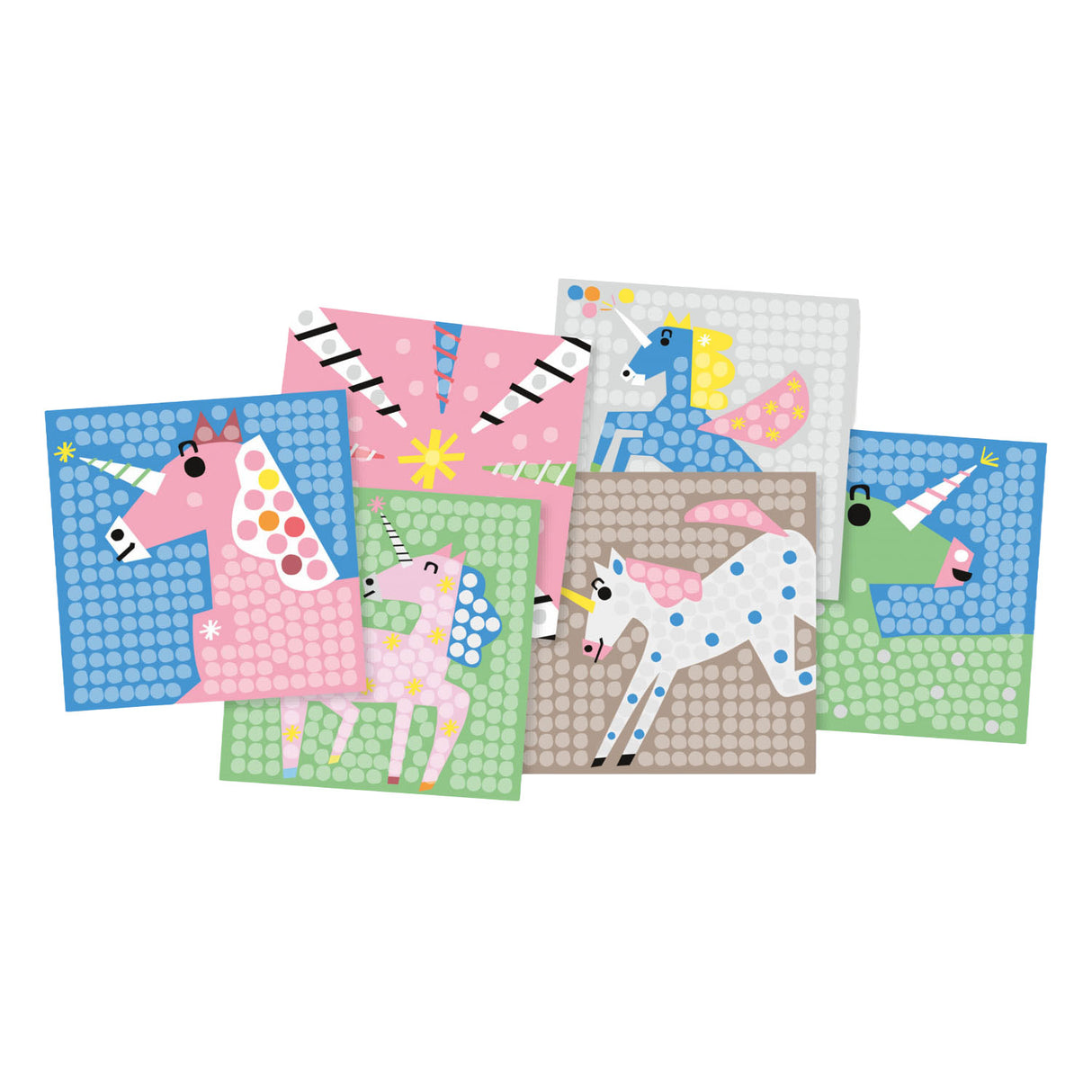 Playmais mosaic cards decorating unicorn