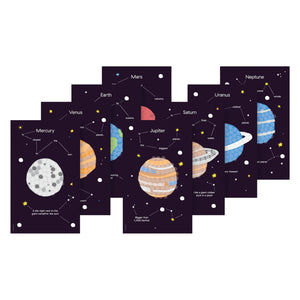 Playmais mosaic cards decorating solar system