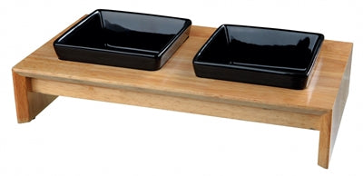 Trixie Feed Set Ceramics z leseno osnovno črno