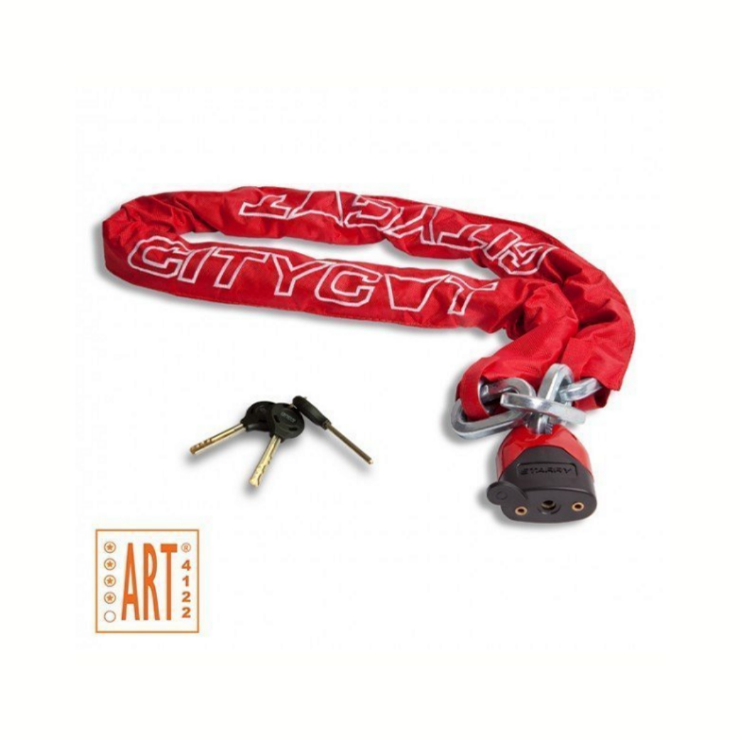Citycat Chain Lock con copertura in nylon 1500 x 12,5 mm di rosso