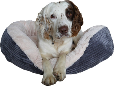 Rosewood Dog Basket Oval Jumbo Cord Plush Gray Creme