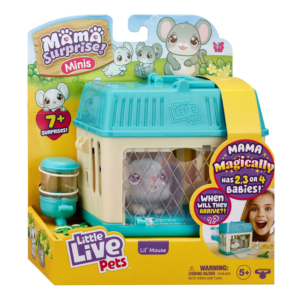 Moos Spillsaachen kleng Live Hausdéieren Mama Iwwerraschung Mini spillen Figur