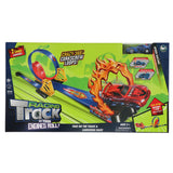 Les flammes de piste de course avec une boucle grande