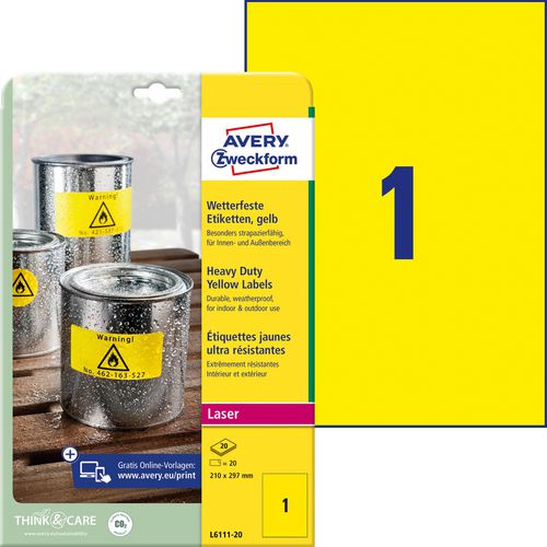 Водоустойчиви етикети avery zweckform 20 броя бели